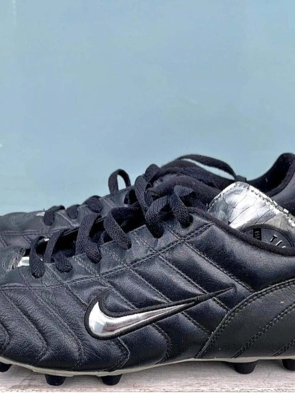 Nike Tiempo 2004 Men's Soccer Cleats Black Silver US 10.5